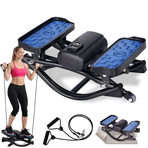 The Rock Stepper Lateral Rocking Machine - Side to Side Stepper for Home with Resistance Bands & Digital Monitor, Low Impact Glute & Leg Workout