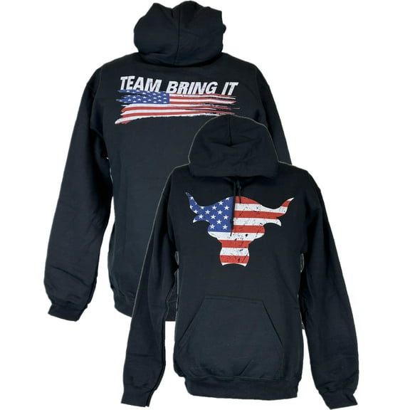 The Rock Team Bring It USA Bull Red White Blue Hoody Sweatshirt
