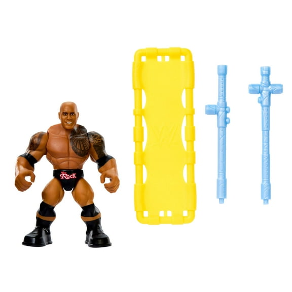 WWE Knuckle Crunchers The Rock Action Figure & Accessories, Bone-Crunching Sounds, 3.25-inch