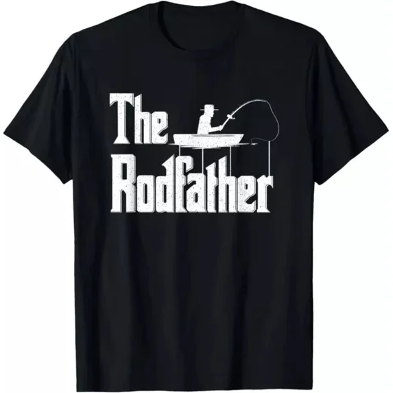 The Rodfather Funny Fishing Dad Gift Tee Tees Unisex S-5XL Hot Trending Shirt, Vintage Birthday Gift