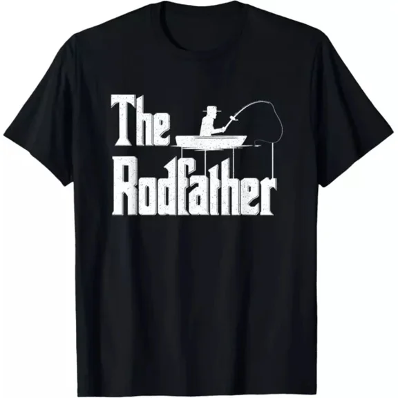 The Rodfather Funny Fishing Dad Gift Tee Tees Unisex S-5XL Hot Trending Shirt, Vintage Birthday Gift