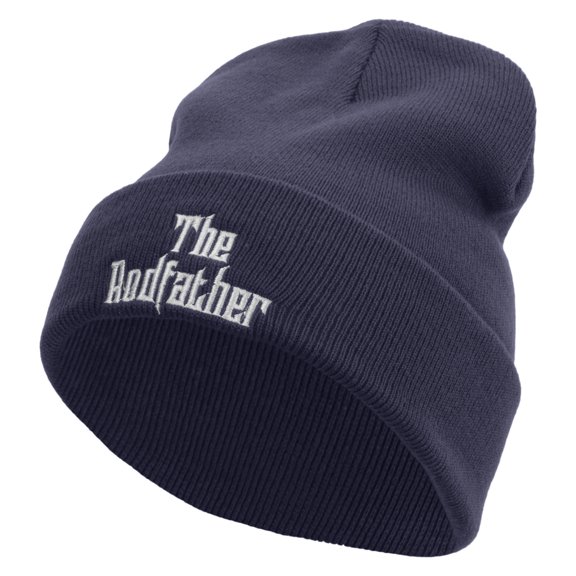 The Rodfather Phrase Embroidered 12 Inch Long Knitted Beanie. - Navy OSFM