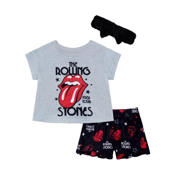 The Rolling Stone Tween 2- Piece Short Sleeve Top and Shorts Pajama Set with Spa Headband, Sizes 4-12