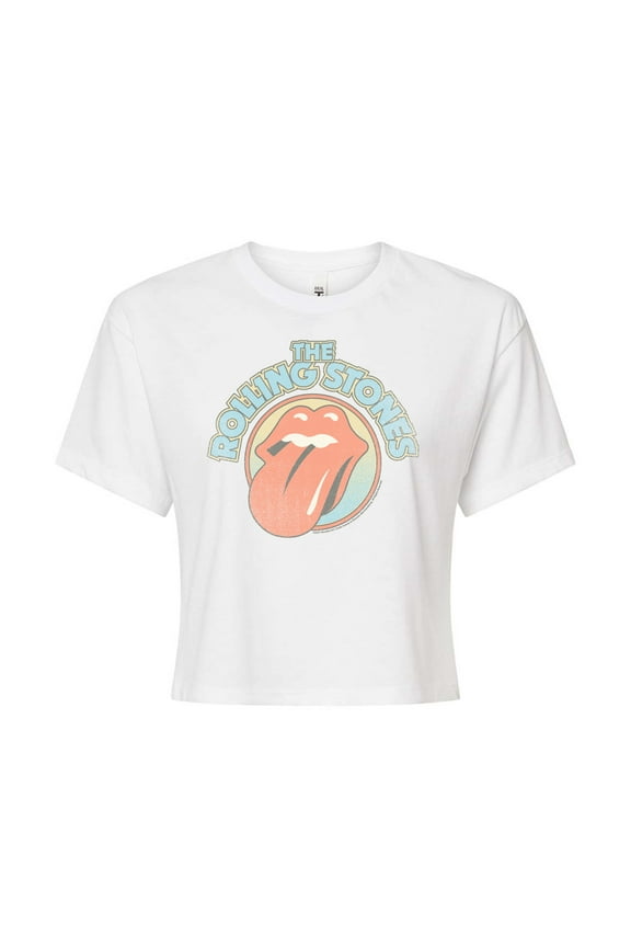The Rolling Stones - Arch Logo - Music Band Tee - Juniors Cropped Cotton Blend T-Shirt