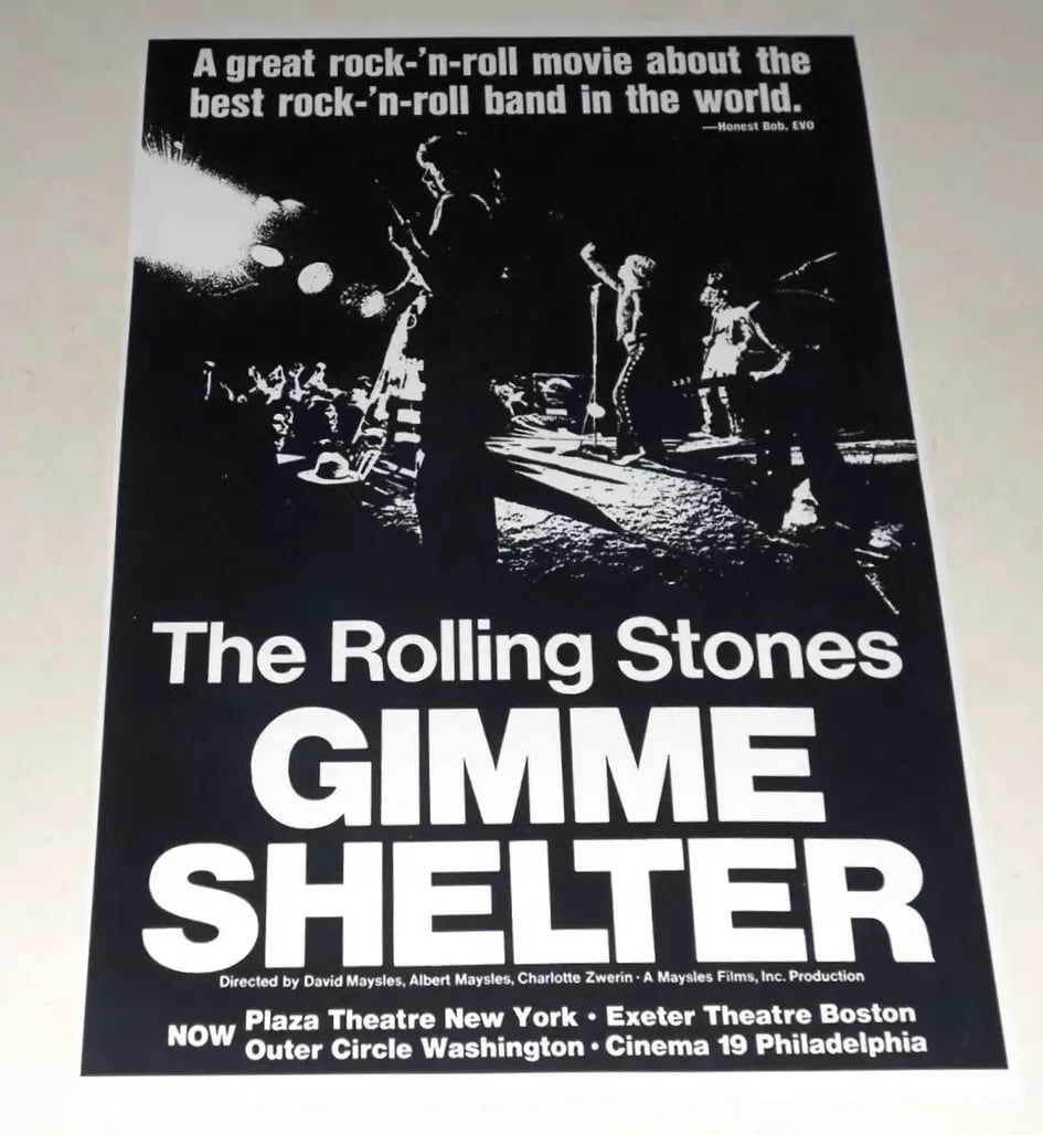 The Rolling Stones Gimme Shelter 1970 Movie Poster Mick Jagger