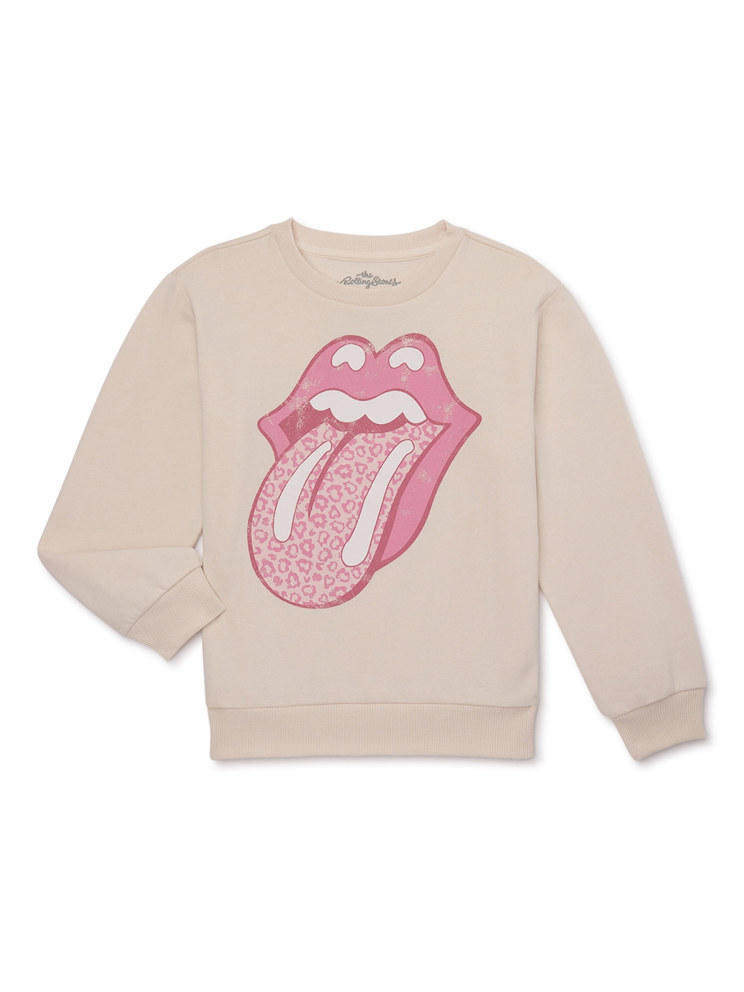 The Rolling Stones Girls Graphic Crewneck Fleece Sweatshirt, Size 4-16