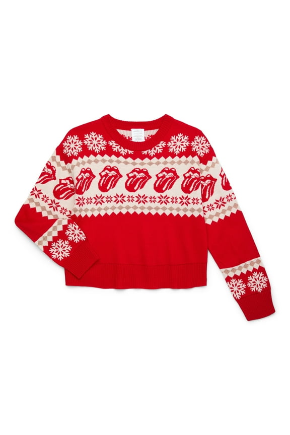The Rolling Stones Girls Metallic Lurex Holiday Sweater, Sizes 4-16