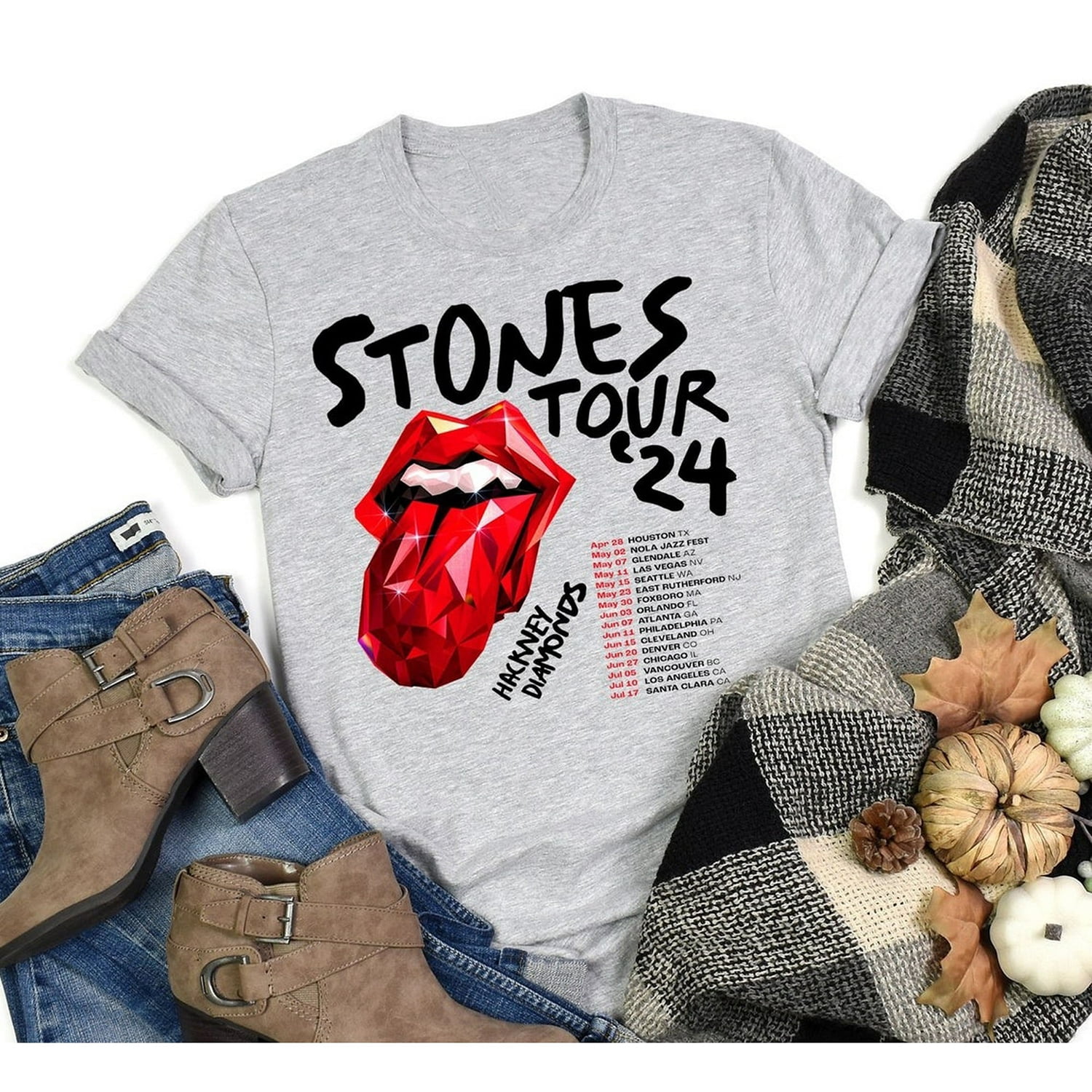 The Rolling Stones Hackney Diamonds Tour 2024 Schedule List TShirt, Rolling Stones 2024 Hackney