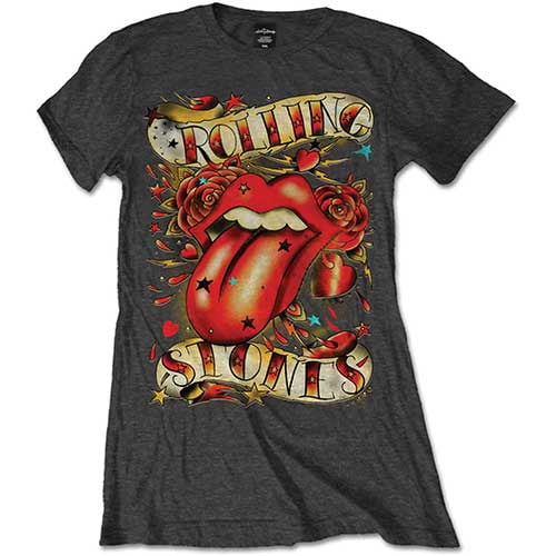 The Rolling Stones Ladies T Shirt Tongue Stars Small