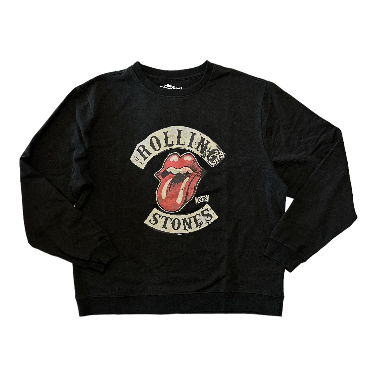 The Rolling Stones Men's Fleece Lined Crewneck Band Graphic Print  Sweatshirt (S)