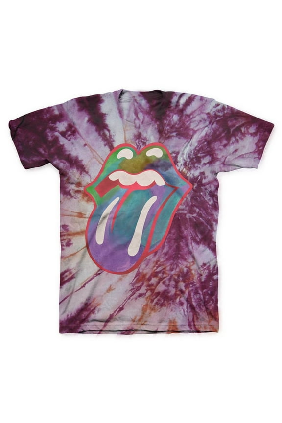 The Rolling Stones Men's Multi Colored Tongue Tie Dye T-Shirt M