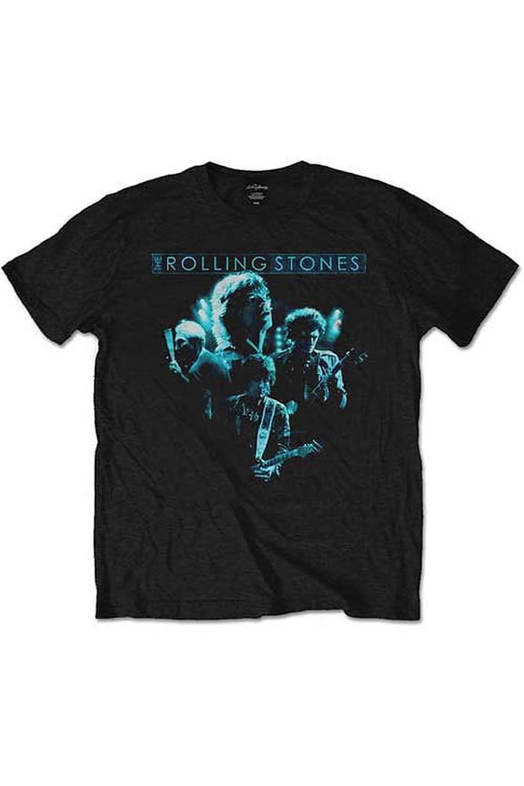 The Rolling Stones T Shirt Band Glow Distressed Logo Official Mens New Black