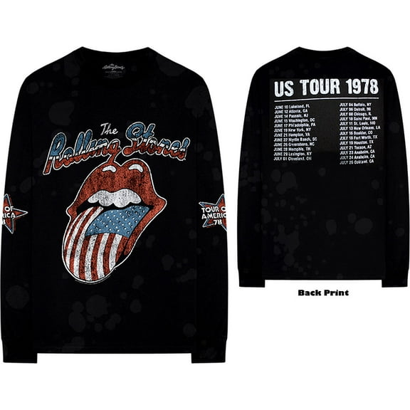 The Rolling Stones Unisex Long Sleeve T-Shirt US Tour '78 (Back & Sleeve Print) (XX-Large)