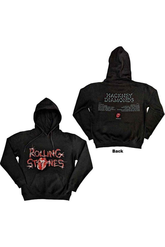 The Rolling Stones Unisex Pullover Hoodie: Hackney Diamonds Glass Logo (Back Print) (Large)