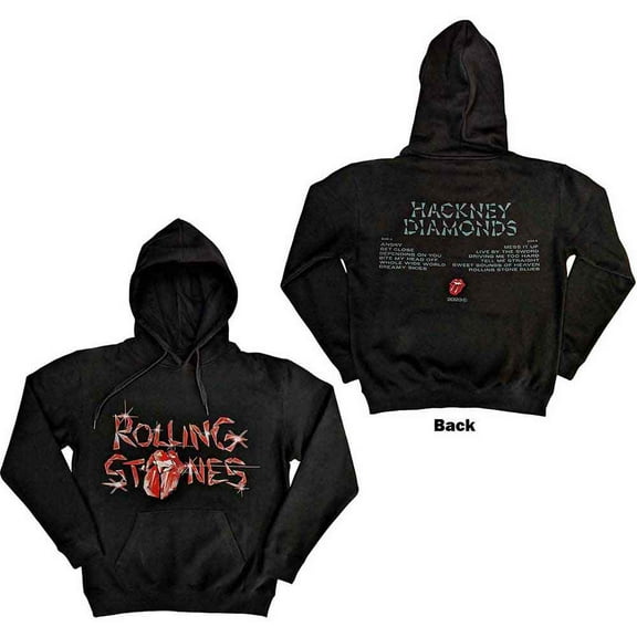 The Rolling Stones Unisex Pullover Hoodie: Hackney Diamonds Glass Logo (Back Print) (XX-Large)
