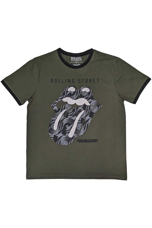 The Rolling Stones Unisex Ringer T-Shirt: Black & White Tongue (Large)