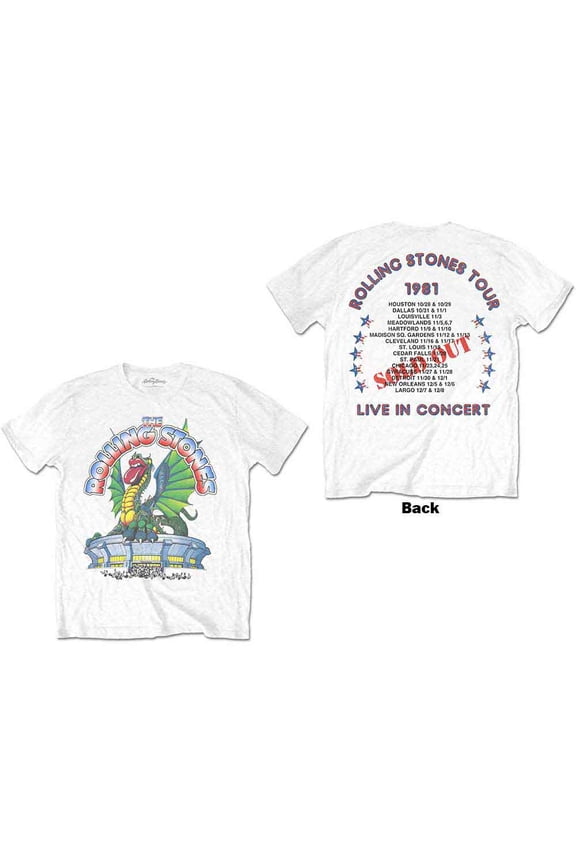 The Rolling Stones Unisex T-Shirt 81 Tour Dragon (Back Print) (Large)