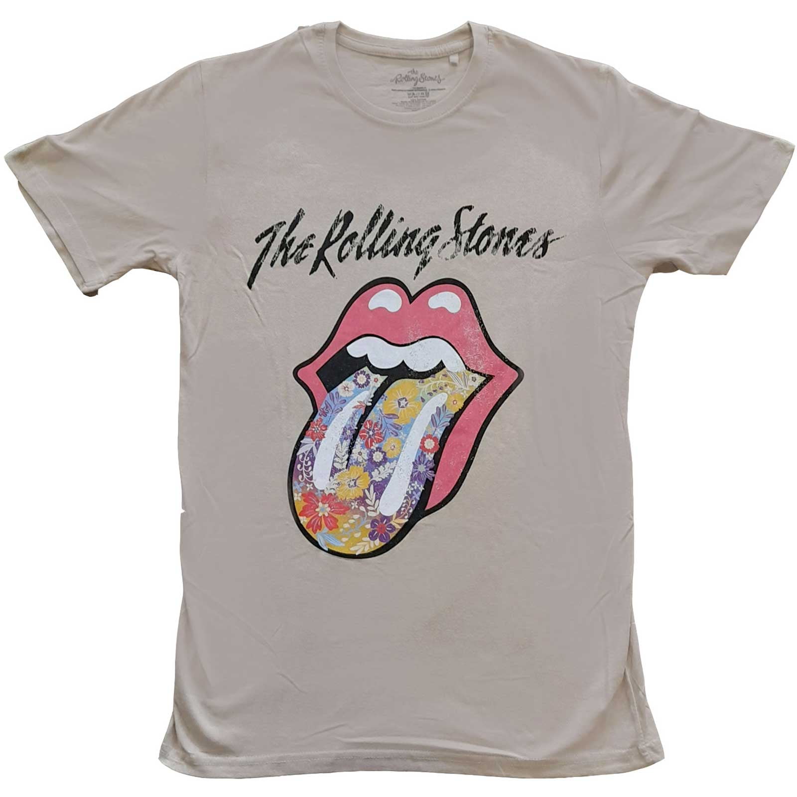 The Rolling Stones Unisex T-Shirt Flowers Tongue (X-Large)