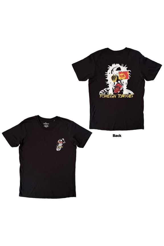 The Rolling Stones Unisex T-Shirt: Foreign Tongues Pocket Logo (Black) (Back Print)