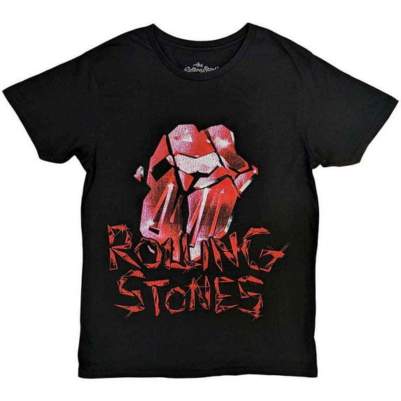 The Rolling Stones Unisex T-Shirt: Hackney Diamonds Cracked Glass Tongue (Large)