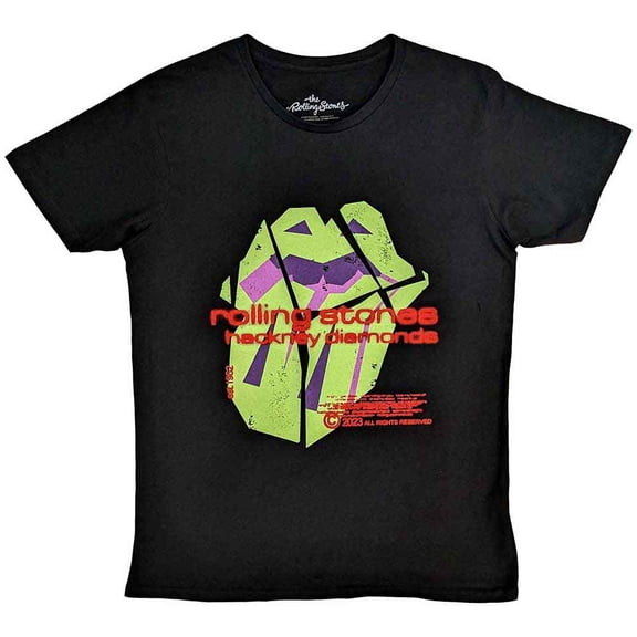 The Rolling Stones Unisex T-Shirt: Hackney Diamonds Neon Tongue (Large)