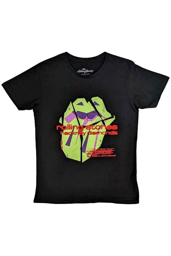 The Rolling Stones Unisex T-Shirt: Hackney Diamonds Neon Tongue (Large)