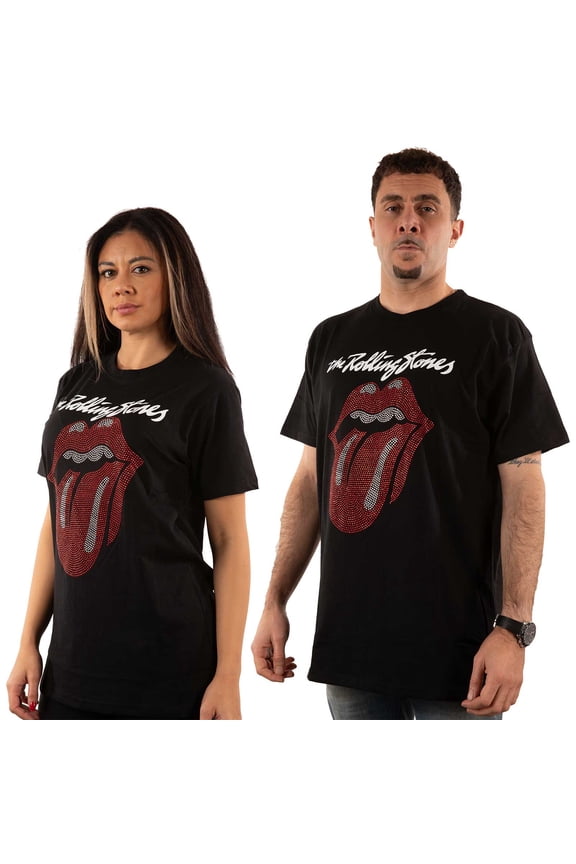 The Rolling Stones Unisex T-Shirt Logo & Tongue (Diamante) (Large)
