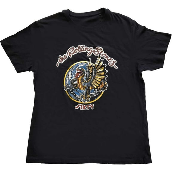 The Rolling Stones Unisex T-Shirt Sixty Dragon Globe (Foiled) (Medium)