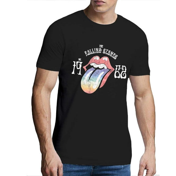 The Rolling Stones Unisex T-Shirt Sixty Rainbow Tongue '62 (Puff Print) (Large)