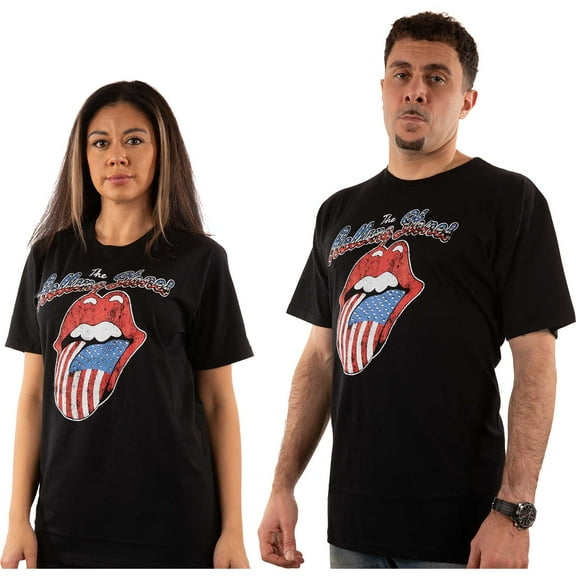 The Rolling Stones Unisex T-Shirt USA Tongue (Diamante) (Large)