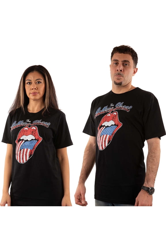 The Rolling Stones Unisex T-Shirt USA Tongue (Diamante) (Small)