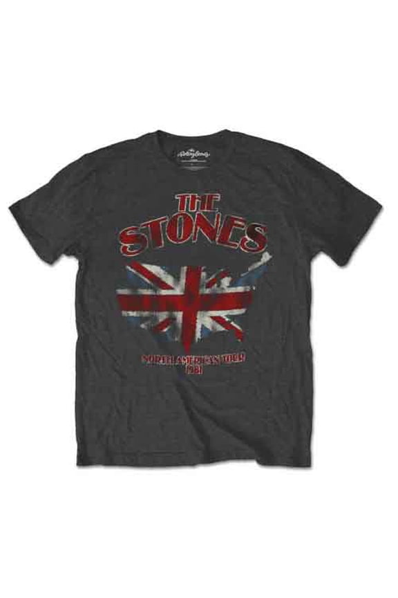 The Rolling Stones Unisex T-Shirt Union Jack US Map (Large)