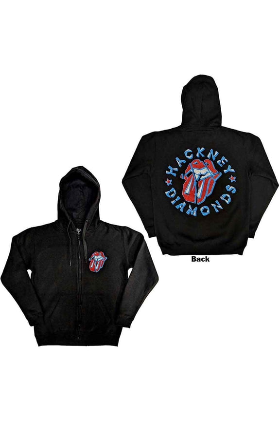 The Rolling Stones Unisex Zipped Hoodie: Hackney Diamonds Stars (Back Print) (Large)