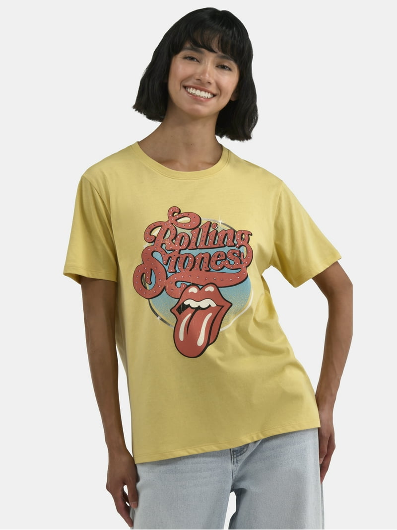 Time and Tru Women's Vintage Rolling Stones Logo Graphic T-Shirt