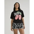 thumbnail image 1 of The Rolling Stones Women’s and Women’s Plus Graphic Tee and Fleece Shorts Set, 2-Piece, Sizes XS-3X, 1 of 5