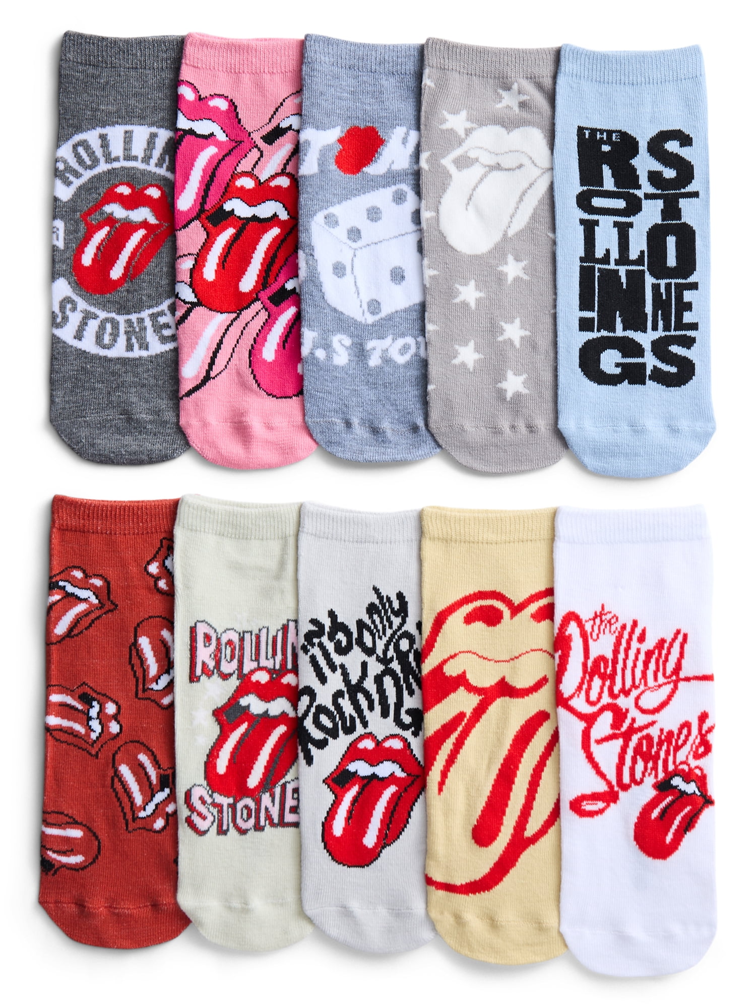 The Rolling Stones Womens' Low-Cut Socks, 10-Pack, Sizes 4-10