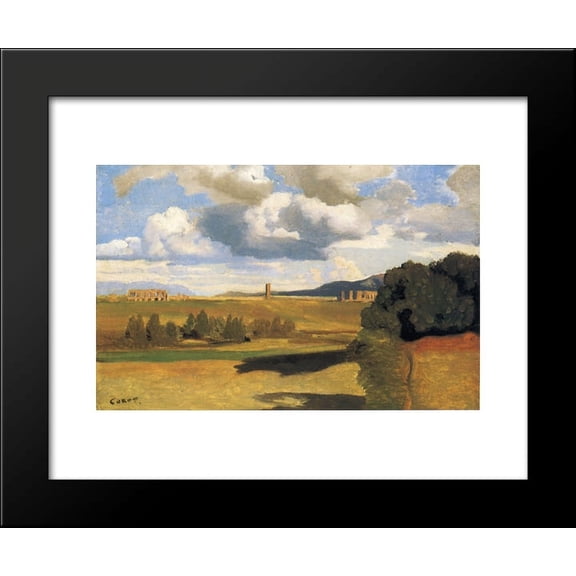 The Roman Campagna with the Claudian Aqueduct 20x24 Framed Art Print by Camille Corot