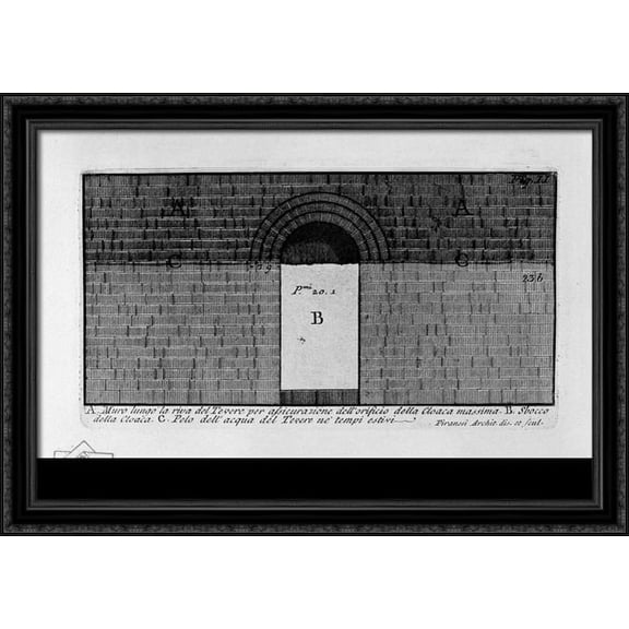 The Roman antiquities, t. 1, Plate XXII. Cloaca Maxima 38x28 Large Black Ornate Wood Framed Canvas Art by Giovanni Battista Piranesi