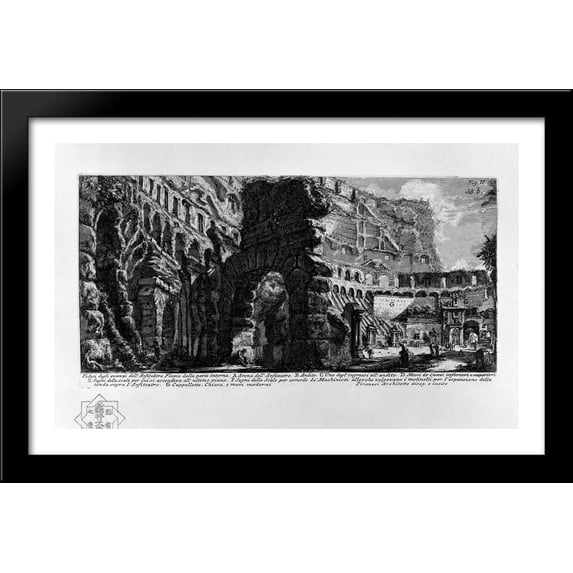 The Roman antiquities, t. 1, Plate XXXVIII 40x26 Large Black Wood Framed Print Art by Giovanni Battista Piranesi