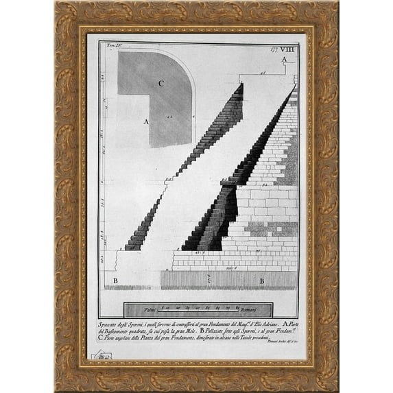 The Roman antiquities, t. 4, Plate IX. Following the above table 20x24 Gold Ornate Wood Framed Canvas Art by Piranesi, Giovanni Battista