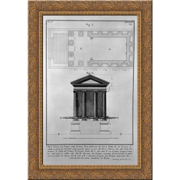 The Roman antiquities, t. 4, Plate XLIX 19x24 Gold Ornate Wood Framed Canvas Art by Piranesi, Giovanni Battista