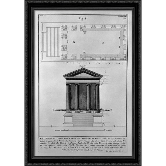 The Roman antiquities, t. 4, Plate XLIX 28x40 Large Black Ornate Wood Framed Canvas Art by Giovanni Battista Piranesi
