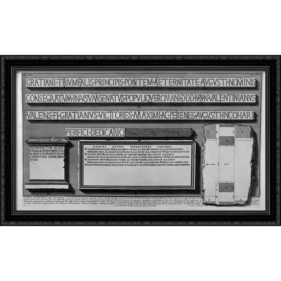 The Roman antiquities, t. 4, Plate XXII. View of the Bridge Cestius 40x26 Large Black Ornate Wood Framed Canvas Art by Giovanni Battista Piranesi
