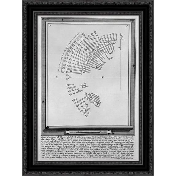 The Roman antiquities, t. 4, Plate XXV. Bridge cross section of Cestius 19x24 Black Ornate Wood Framed Canvas Art by Piranesi, Giovanni Battista