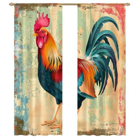 The Rooster Bright Colors Modern Tulle Window Curtains for Living Room Luxury Bedroom Kitchen Curtains