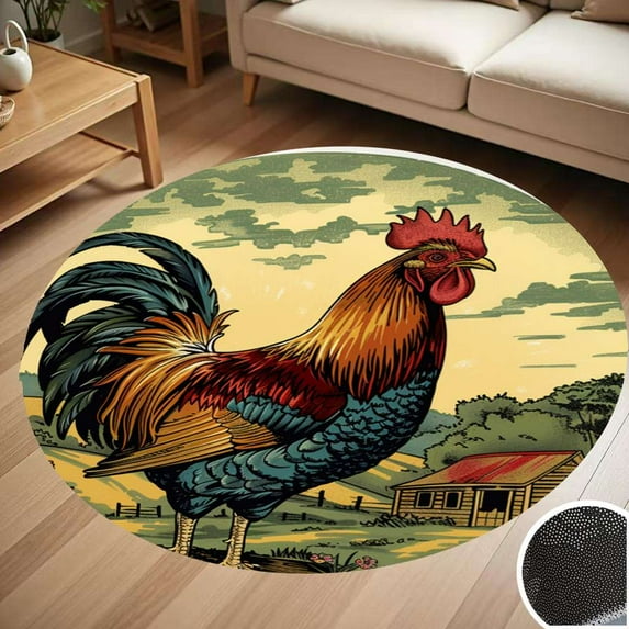 The Rooster Bright Colors Round Carpet Living Room Bedroom Home Decoration Coffee Table Mat Lounge Rug Chair Mats