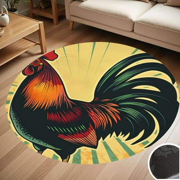 The Rooster Bright Colors Round Carpet Living Room Bedroom Home Decoration Coffee Table Mat Lounge Rug Chair Mats