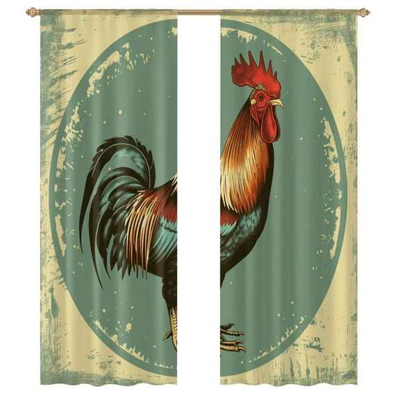 The Rooster Bright Colors Sheer Window Curtains for Living Room Kitchen Bedroom Tulle Voile Hanging Curtain