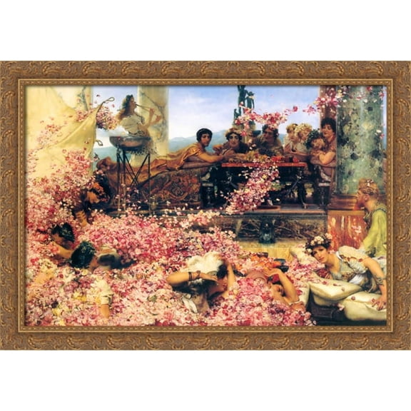 The Roses of Heliogabalus 40x28 Large Gold Ornate Wood Framed Canvas Art by Sir Lawrence Alma Tadema