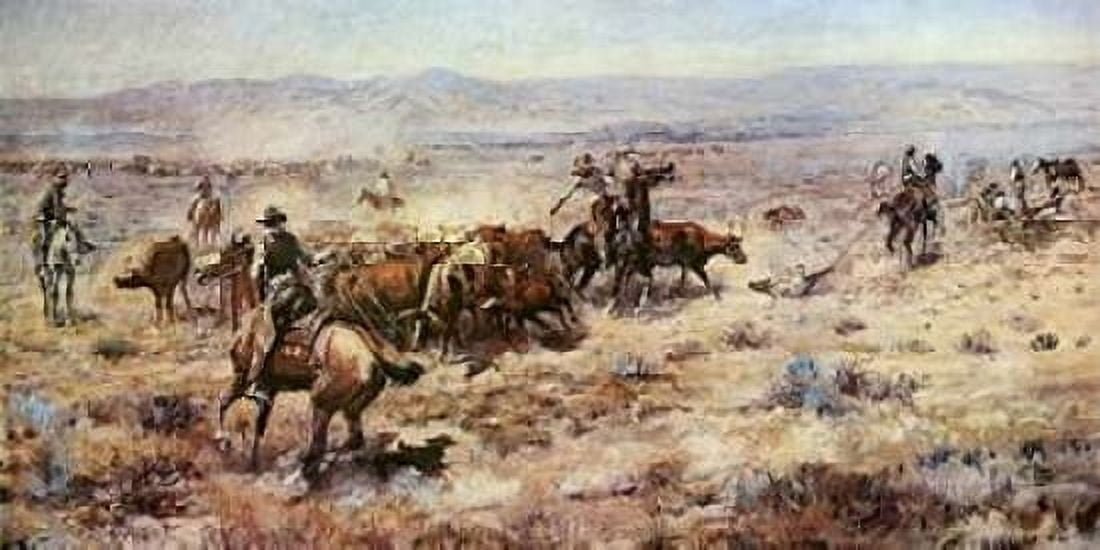 The Round-Up Canvas Art - Charles M Russell (24 x 48)